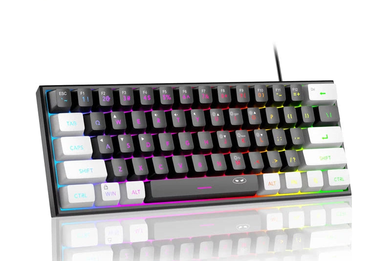 Mini 60% Gaming Keyboard, RGB Backlit 61 Key Ultra-Compact Keyboard, TS91 Ergonomic Waterproof Mechanical Feeling Office