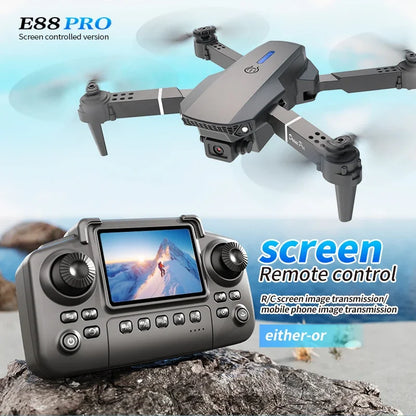 Professional E88 PRO Drone with Screen 8K HD Camera Wifi FPV Foldable RC Quadcopter Helicopter Toy for Kids Adults Outdoor Gifts