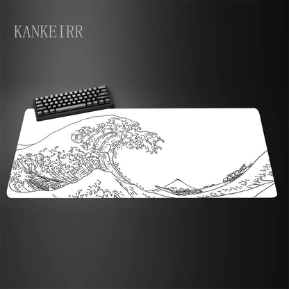 Computer Art Mouse Pad the Great Wave of Kanagawa Large Gaming Mousepad Gamer Rubber Non-Slip Keyboard Pad Laptop Desk Mat