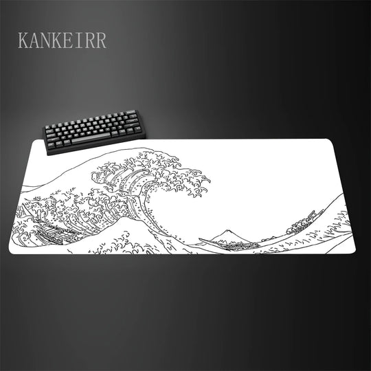 Computer Art Mouse Pad the Great Wave of Kanagawa Large Gaming Mousepad Gamer Rubber Non-Slip Keyboard Pad Laptop Desk Mat