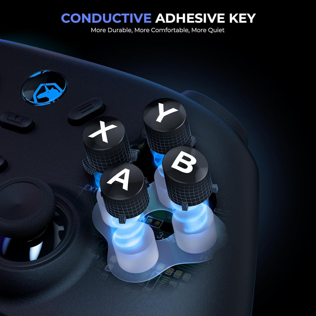 Echtpower Wireless PC Gaming Controller - Hall Effect Joystick, 2.4G & Wired 1000Hz Polling Rate, 800Mah Battery, Adjustable Turbo/Vibration - for Pc/Switch/Ios/Android