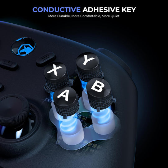 Echtpower Wireless PC Gaming Controller - Hall Effect Joystick, 2.4G & Wired 1000Hz Polling Rate, 800Mah Battery, Adjustable Turbo/Vibration - for Pc/Switch/Ios/Android