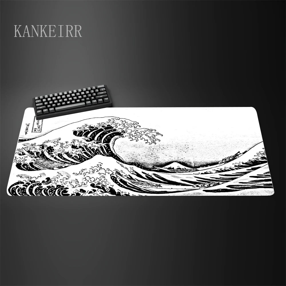 Computer Art Mouse Pad the Great Wave of Kanagawa Large Gaming Mousepad Gamer Rubber Non-Slip Keyboard Pad Laptop Desk Mat