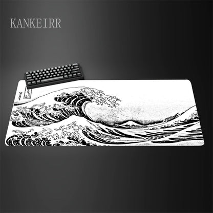Computer Art Mouse Pad the Great Wave of Kanagawa Large Gaming Mousepad Gamer Rubber Non-Slip Keyboard Pad Laptop Desk Mat