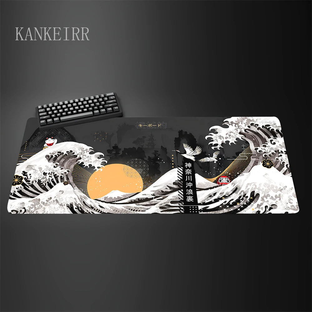 Computer Art Mouse Pad the Great Wave of Kanagawa Large Gaming Mousepad Gamer Rubber Non-Slip Keyboard Pad Laptop Desk Mat
