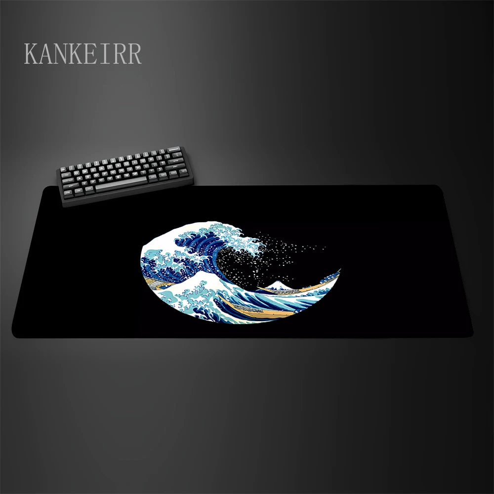 Computer Art Mouse Pad the Great Wave of Kanagawa Large Gaming Mousepad Gamer Rubber Non-Slip Keyboard Pad Laptop Desk Mat