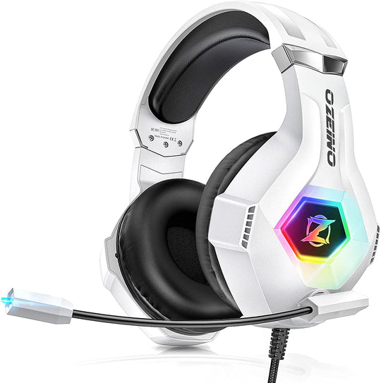 Ozeino Gaming Headset for PC, Ps4, Ps5, Xbox Headset with 7.1 Surround Sound, Gaming Headphones with Noise Cancelling Mic RGB Light over Ear Headphones for Xbox Series X/S, Switch-Blue