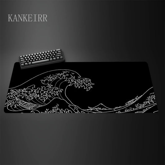 Computer Art Mouse Pad the Great Wave of Kanagawa Large Gaming Mousepad Gamer Rubber Non-Slip Keyboard Pad Laptop Desk Mat