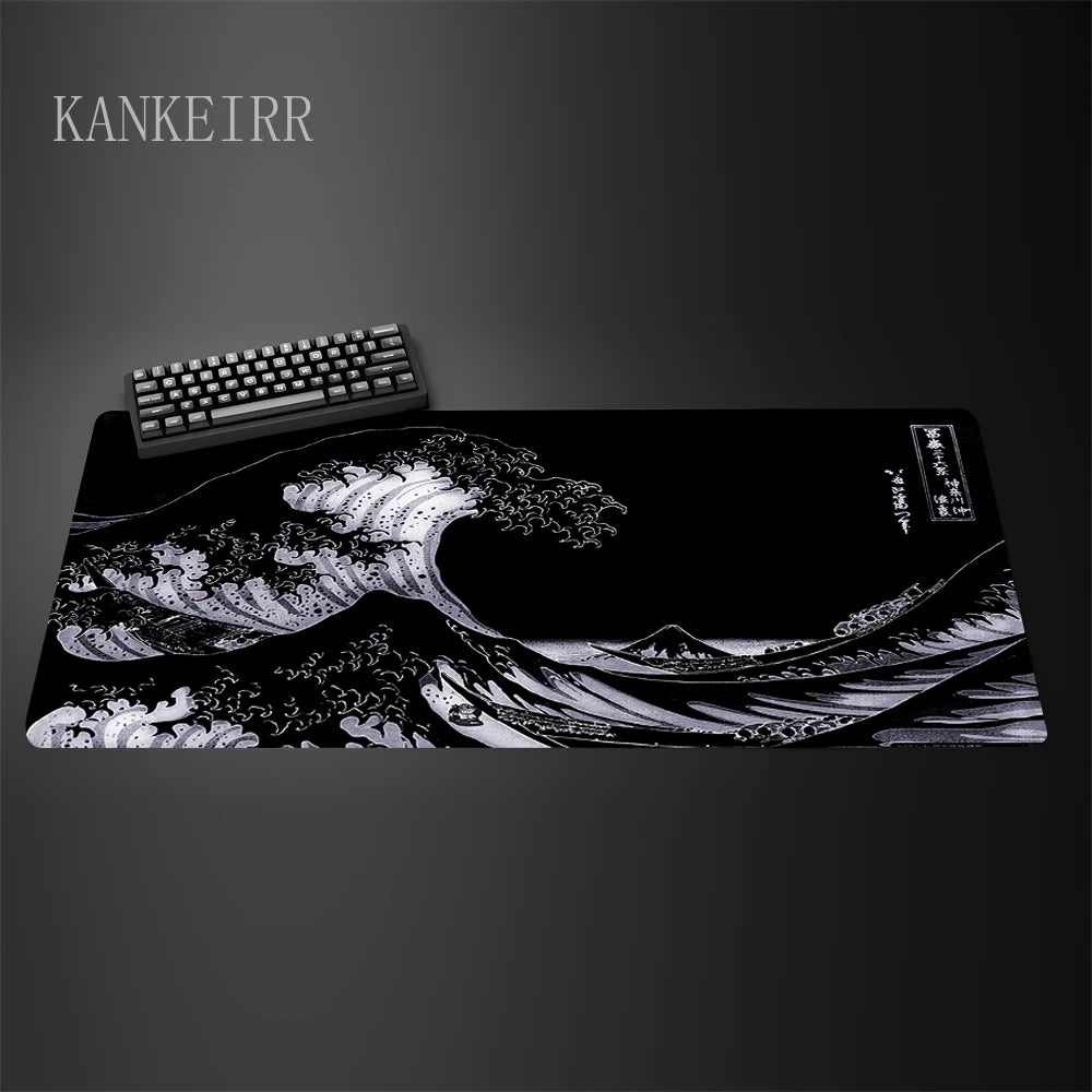 Computer Art Mouse Pad the Great Wave of Kanagawa Large Gaming Mousepad Gamer Rubber Non-Slip Keyboard Pad Laptop Desk Mat