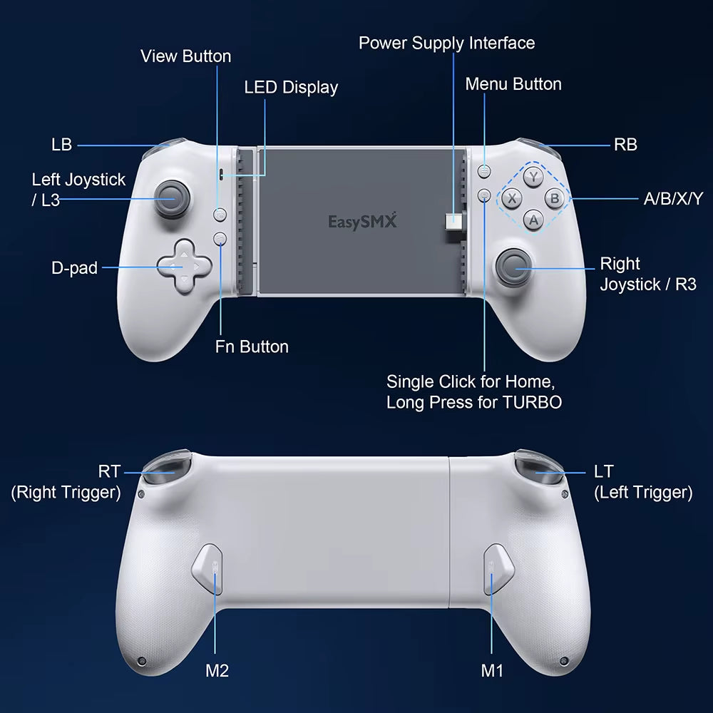 Easysmx M15 Mobile Phone Gamepad Type C Hall Mechanical Controller for Android Phone Iphone 15/16 Cloud Gaming Xbox Game Pass