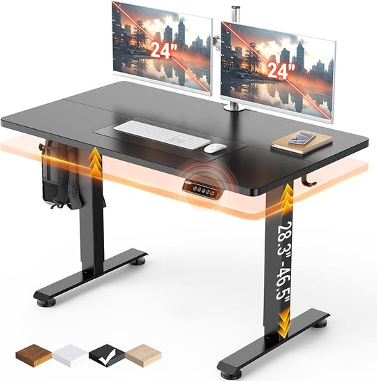 Veken 55 Inch Large Electric Standing Desk, Gaming Table, Black | Height Adjustable Sit Stand up Computer Tables for Home Office, Study , Writing, Suit Students, Employees and Group Work