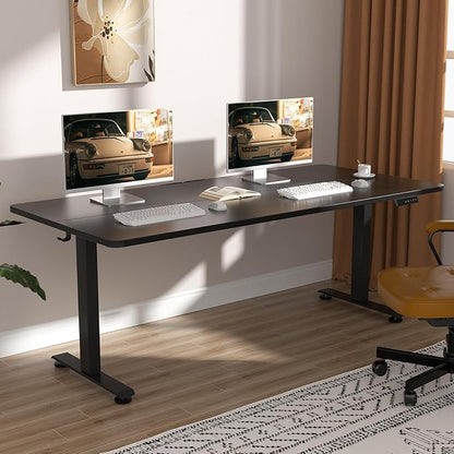 Veken 55 Inch Large Electric Standing Desk, Gaming Table, Black | Height Adjustable Sit Stand up Computer Tables for Home Office, Study , Writing, Suit Students, Employees and Group Work