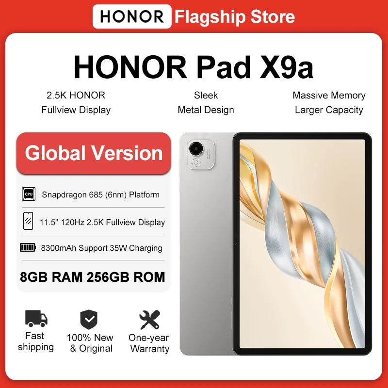 Pad X9A Global Version 11.5" 2.5K Fullview Display Snapdragon 685 Slim Metal Body Tablet Wifi/Lte 8300Mah 35W Fastcharging