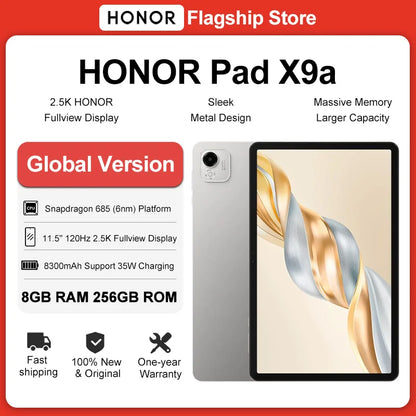 Pad X9A Global Version 11.5" 2.5K Fullview Display Snapdragon 685 Slim Metal Body Tablet Wifi/Lte 8300Mah 35W Fastcharging