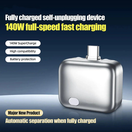 140W Charger Smart Stop Charge Automatic Physical-Disconnect Battery Guard Anti-Overcharge Protection Charge Adapter Type-C Port