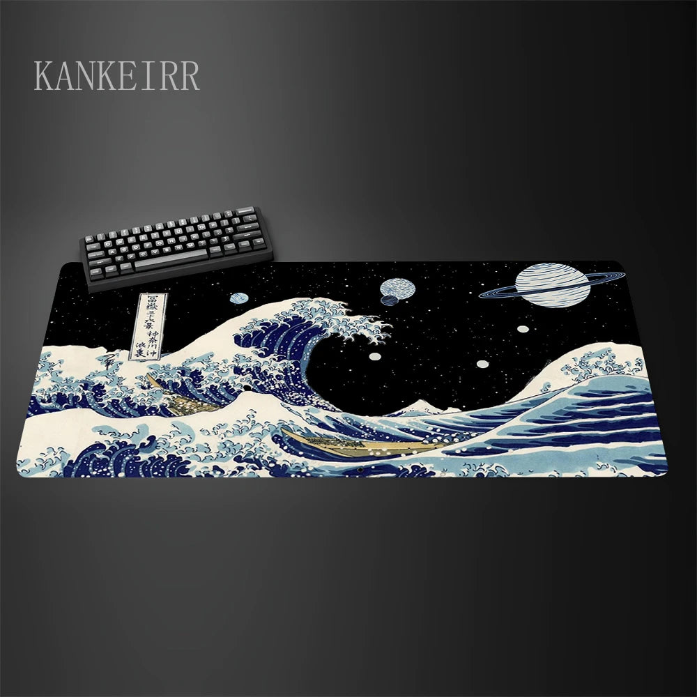 Computer Art Mouse Pad the Great Wave of Kanagawa Large Gaming Mousepad Gamer Rubber Non-Slip Keyboard Pad Laptop Desk Mat
