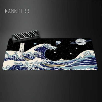 Computer Art Mouse Pad the Great Wave of Kanagawa Large Gaming Mousepad Gamer Rubber Non-Slip Keyboard Pad Laptop Desk Mat