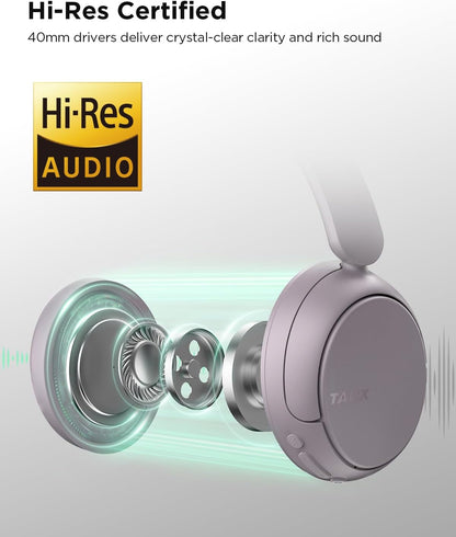 H30 Hybrid Active Noise Cancelling Headphones, 110H Playtime Hi-Res Audio Bluetooth 6.0 Wireless over Ear ANC Headphones for Commute/Travel (Purple)