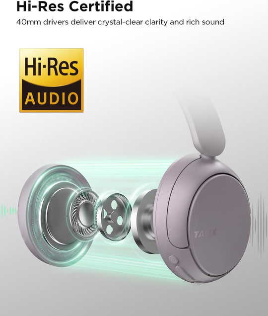 H30 Hybrid Active Noise Cancelling Headphones, 110H Playtime Hi-Res Audio Bluetooth 6.0 Wireless over Ear ANC Headphones for Commute/Travel (Purple)