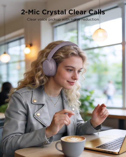 H30 Hybrid Active Noise Cancelling Headphones, 110H Playtime Hi-Res Audio Bluetooth 6.0 Wireless over Ear ANC Headphones for Commute/Travel (Purple)