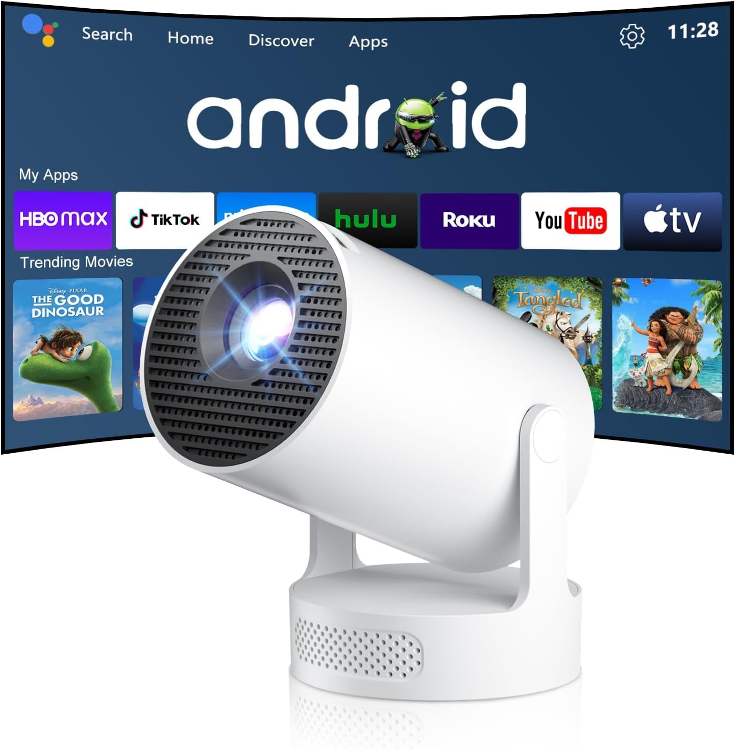 Mini Projector with Wifi and Bluetooth 5.4, Portable Proyector 4K Support, Built-In Apps, 5W Speaker, Auto Vertical Keystone Correction, Smart Projector for Home Outdoor Movies/Bedroom (2026 Upgrade)