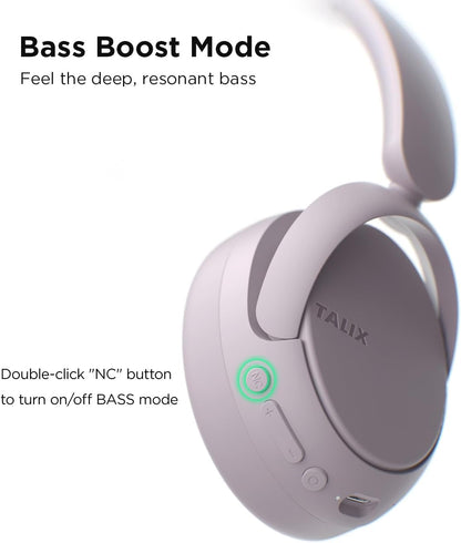 H30 Hybrid Active Noise Cancelling Headphones, 110H Playtime Hi-Res Audio Bluetooth 6.0 Wireless over Ear ANC Headphones for Commute/Travel (Purple)