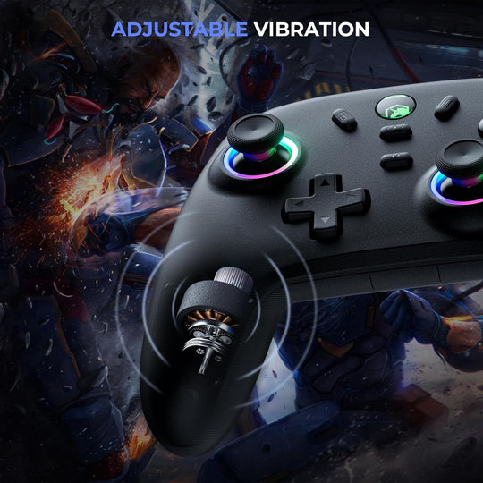 Echtpower Wireless PC Gaming Controller - Hall Effect Joystick, 2.4G & Wired 1000Hz Polling Rate, 800Mah Battery, Adjustable Turbo/Vibration - for Pc/Switch/Ios/Android