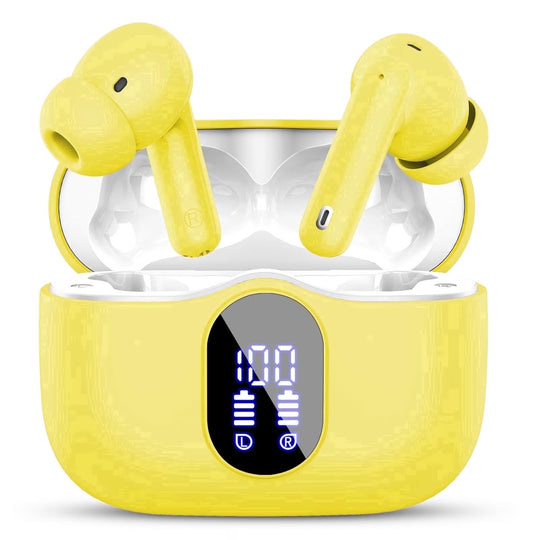 Wireless Earbuds, Bluetooth 5.4 Headphones Bass Stereo, Ear Buds with Noise Cancelling Mic, LED Display in Ear Earphones Clear Calls, IP7 Waterproof Bluetooth Earbuds for Phones/Sports/Laptop, Black