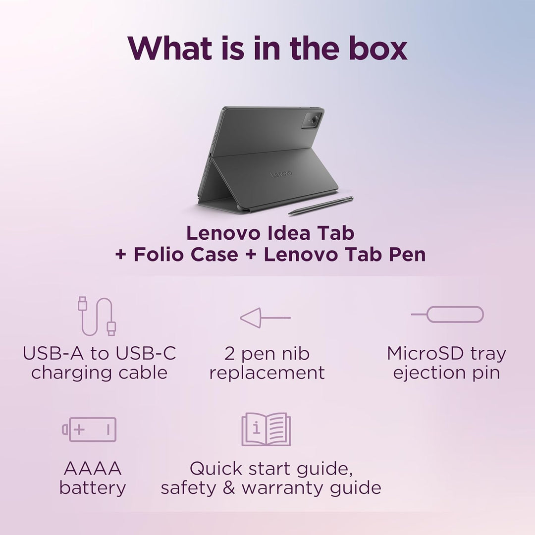Idea Tab - College Tablet - 11″ 2.5K IPS Touchscreen Display - 90Hz - Mediatek Dimensity 6300-4 GB Memory - 128 GB Storage - Integrated Arm Mali-G57 MC2 - Tab Pen and Folio Case