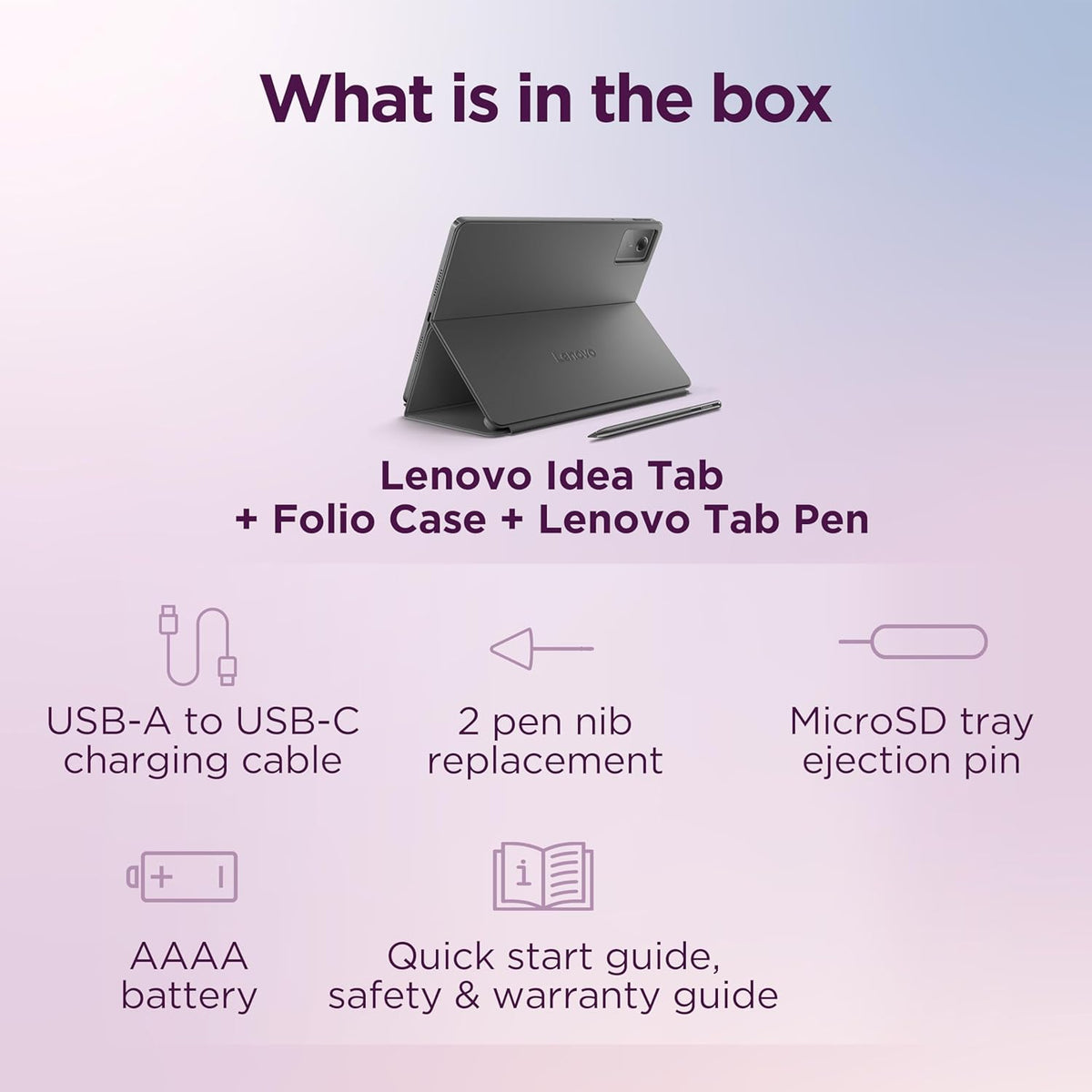 Idea Tab - College Tablet - 11″ 2.5K IPS Touchscreen Display - 90Hz - Mediatek Dimensity 6300-4 GB Memory - 128 GB Storage - Integrated Arm Mali-G57 MC2 - Tab Pen and Folio Case