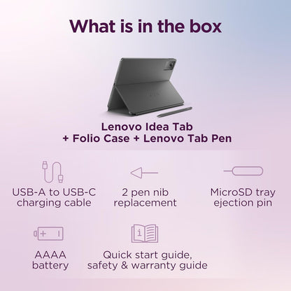 Idea Tab - College Tablet - 11″ 2.5K IPS Touchscreen Display - 90Hz - Mediatek Dimensity 6300-4 GB Memory - 128 GB Storage - Integrated Arm Mali-G57 MC2 - Tab Pen and Folio Case