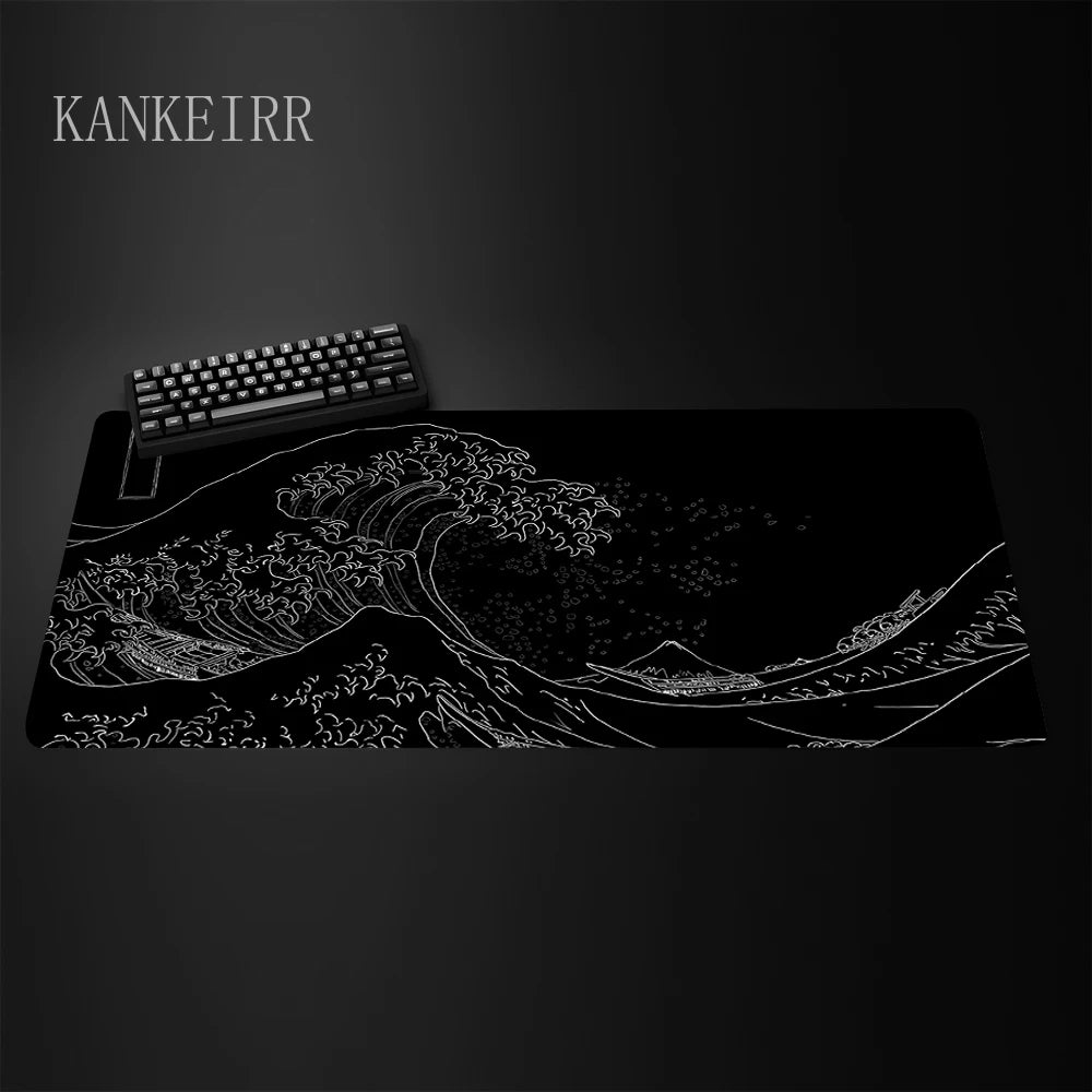 Computer Art Mouse Pad the Great Wave of Kanagawa Large Gaming Mousepad Gamer Rubber Non-Slip Keyboard Pad Laptop Desk Mat