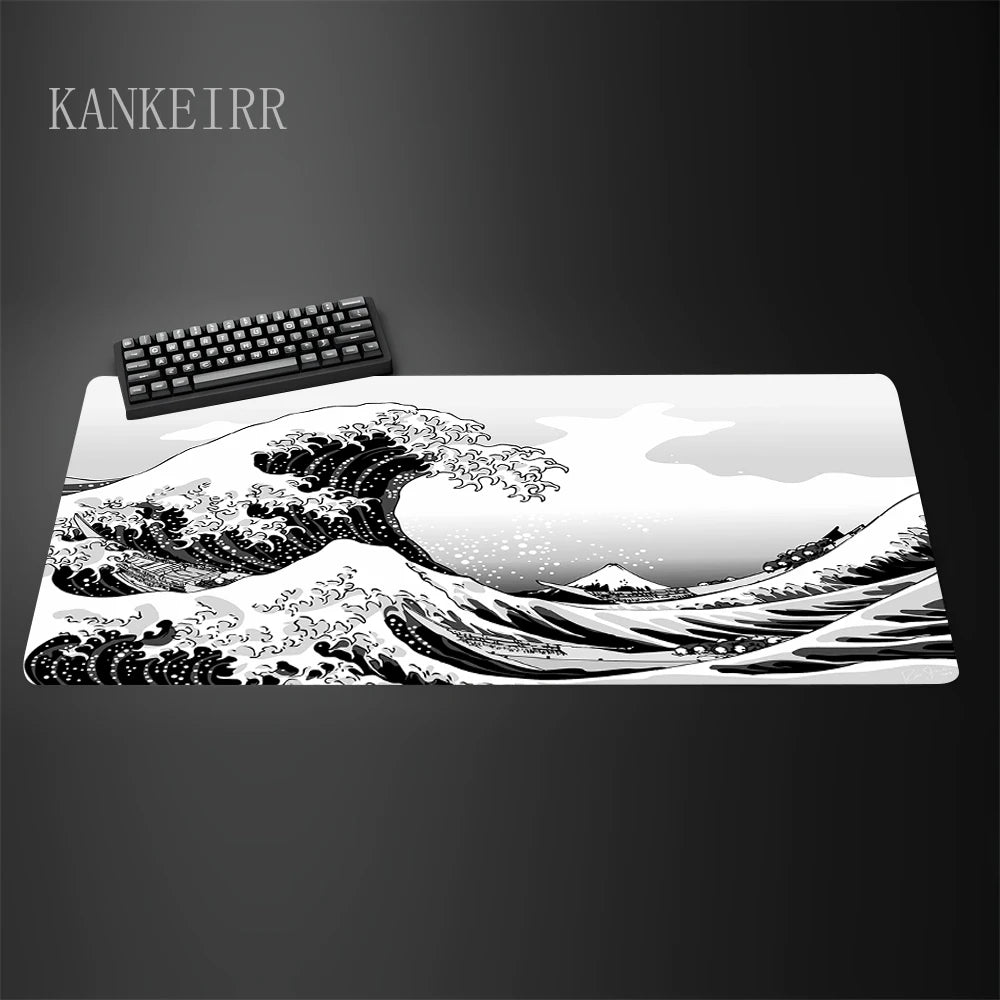 Computer Art Mouse Pad the Great Wave of Kanagawa Large Gaming Mousepad Gamer Rubber Non-Slip Keyboard Pad Laptop Desk Mat