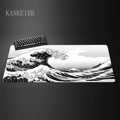 Computer Art Mouse Pad the Great Wave of Kanagawa Large Gaming Mousepad Gamer Rubber Non-Slip Keyboard Pad Laptop Desk Mat