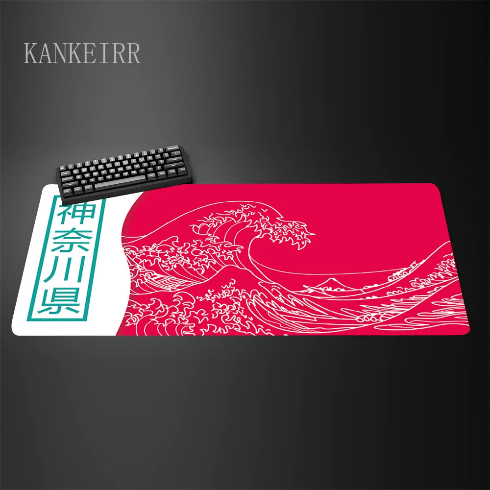Computer Art Mouse Pad the Great Wave of Kanagawa Large Gaming Mousepad Gamer Rubber Non-Slip Keyboard Pad Laptop Desk Mat
