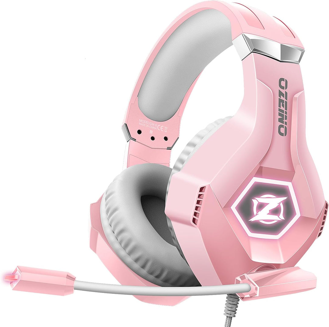 Ozeino Gaming Headset for PC, Ps4, Ps5, Xbox Headset with 7.1 Surround Sound, Gaming Headphones with Noise Cancelling Mic RGB Light over Ear Headphones for Xbox Series X/S, Switch-Blue