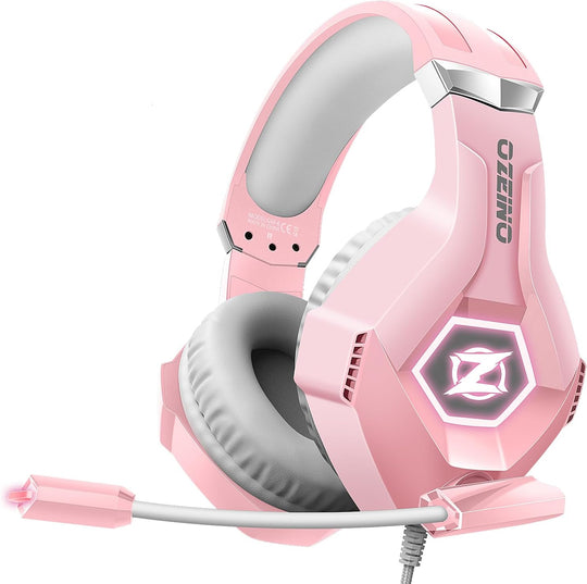 Ozeino Gaming Headset for PC, Ps4, Ps5, Xbox Headset with 7.1 Surround Sound, Gaming Headphones with Noise Cancelling Mic RGB Light over Ear Headphones for Xbox Series X/S, Switch-Blue