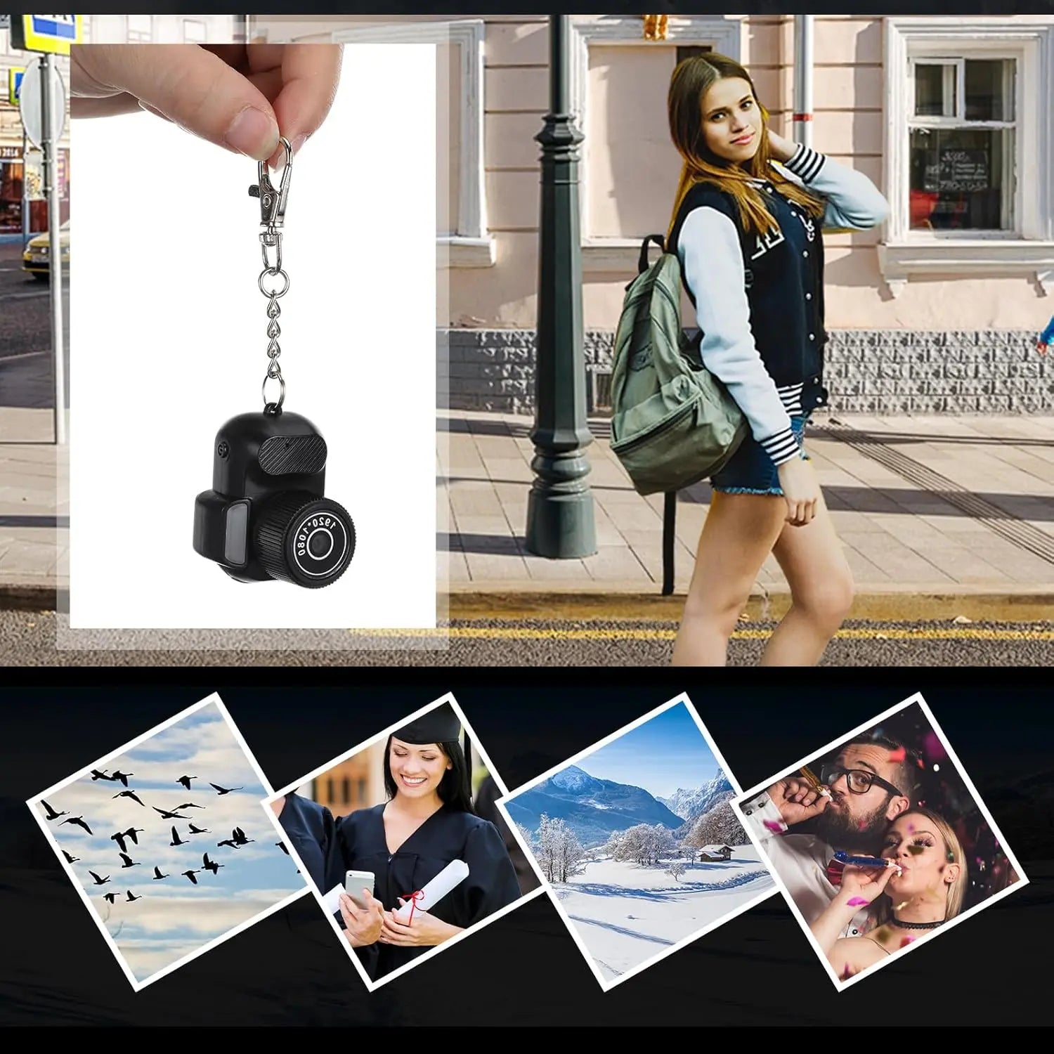 8MP Mini Y3000 Keychain Camera Photo Tiny Digital Body Cameras Thumb Cam DV Micro Camcorder Support SD Card with Screen for Kids