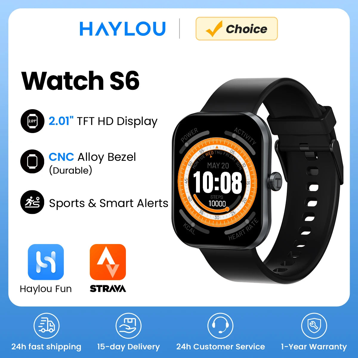 Watch S6 Voice Calling Smart Watch Men Health Monitoring IP68 Waterproof Smart Notifications Voice Assistant Smartwatch